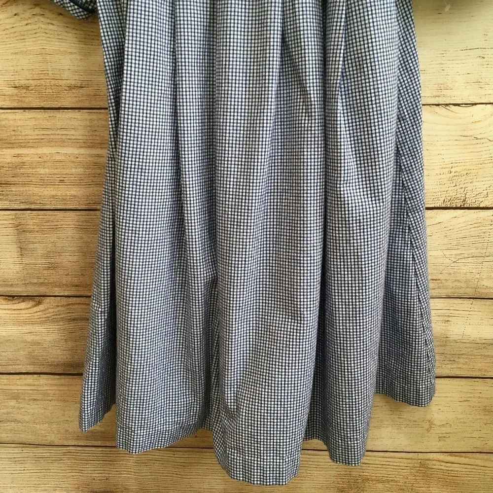 VINTAGE JUDY LYNN EMBROIDERED DRESS‎ IN BLUE AND WHITE GINGHAM
